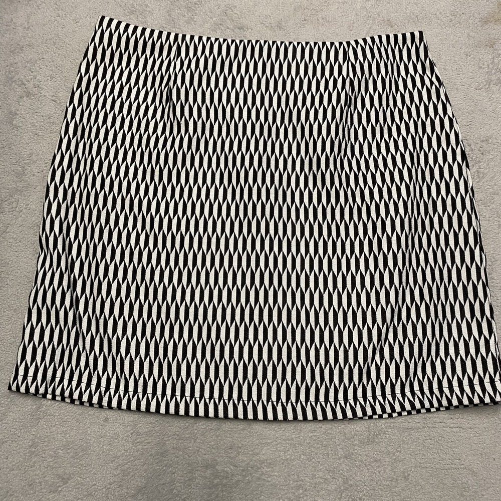 Madcap England Skirt UK‎ 16 / US 12 Black White Geometric Print Retro Mini